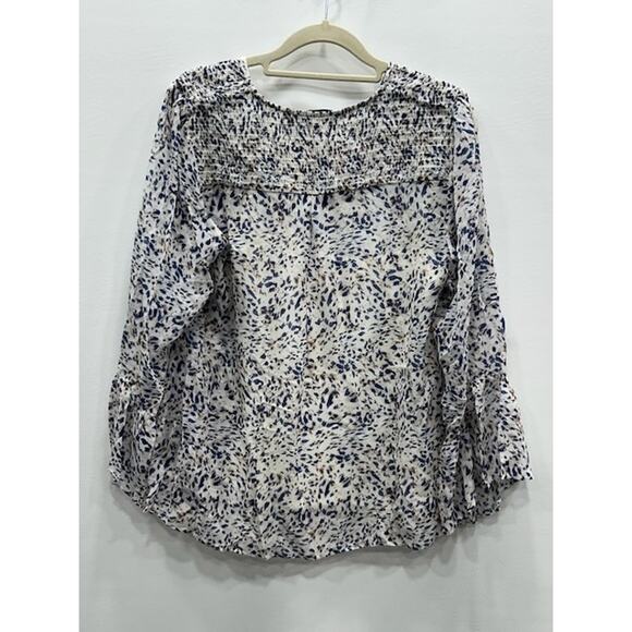 NWT Hale Bob Womens Tops Flared Sleeve V-Neck Button Front Printed Ivory Size M - Picture 2 of 13